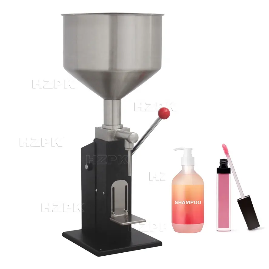 HZPK A03 Mnaturalamixedastoneey Lip Gloss Filling Machine Manual Cosmetic Liquid Piston 5-50ml 1000BPH,200BPH 304SS 10L