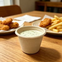 Boîtes personnalisables jetables en bagasse recyclée non blanchie pour sauces, repas rapides, gobelets recyclables et sûrs de qualité alimentaire