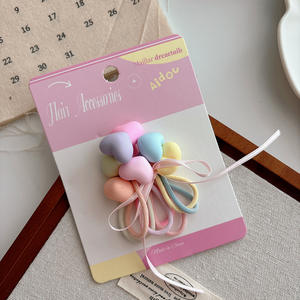 Set <span class=keywords><strong>di</strong></span> 7 Elastici Colorati per Capelli per Bambini, Design con Cartoni Animati, Caramelle, Stelle e <span class=keywords><strong>Fiori</strong></span>, 5cm in Tessuto alla Moda - Product Image 3