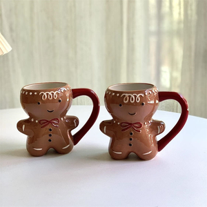 Gốm Gingerbread người đàn ông giáng sinh cốc cà phê xử lý lò vi sóng máy rửa chén an toàn dễ thương phim hoạt hình thẩm mỹ cốc cho phụ nữ cô gái tuổi teen - Product Image 3