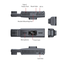 Caméra embarquée HD 1080p et enregistreur vidéo avec écran LCD 3,16 pouces, triple objectif grand angle, vision nocturne, capteur G, support 360 degrés