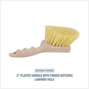 Brosse de nettoyage multi-usages en polypropylène à poils crème Boardwalk, 5,5 pouces, avec manche en plastique beige de 3 pouces, pour le nettoyage des sols et des vaisselles - Product Image 2