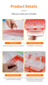 <span class=keywords><strong>Cage</strong></span> à oiseaux GA-2460, 4 boîtes à nourriture incluses, couleurs mélangées, fil épais, <span class=keywords><strong>cage</strong></span> à perroquet - Product Image 2