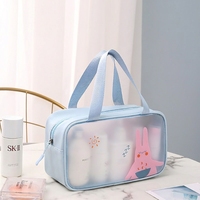 Pochette de rangement transparente en PVC pour cosmétiques, étanche avec fermeture éclair, motif dessin animé, pour maquillage et voyage