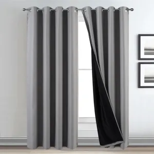 hot selling high quality double layer ready made 100% blackout curtain