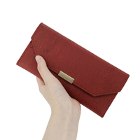 Dompet lipat tiga wanita grosir kustom dari gabus alami banyak slot kartu tombol tekan banyak kantong ramah lingkungan logo