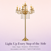 Lampe de cheminée en cristal pour scène de mariage, lampe sur pied multi-têtes plaquée or, accessoires de décoration florale en fer forgé pour allée