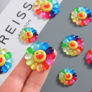 Sáng bóng mờ đầy màu sắc nhựa cabochons vui khác nhau có kích thước hướng dương với nụ cười mô hình cho hairbow Clip Giày thủ công trang trí - Product Image 2