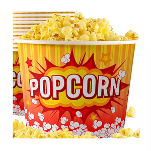 Cubo de palomitas de maíz liso al por mayor, tazón de papel para palomitas de maíz de grado alimenticio con diseño personalizado - Product Image 1