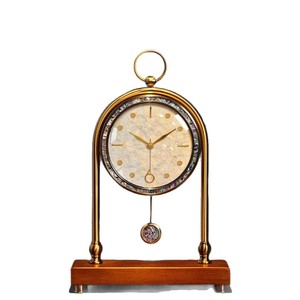 American Style Table <b>Clock</b> Round Pendulum <b>Battery</b> Powered Living Room Decor 2025 New Desktop <b>Clock</b> - Product Image 3