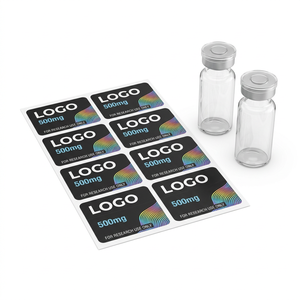 Etiquetas Autoadhesivas con Logotipo Personalizado, Base Negra, Ondas Holográficas Arcoíris, para Viales de Péptidos, Vidrio, Xilin, Embalaje de Muestras de Investigación - Product Image 1