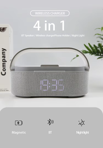 Gadgets Tecnológicos em Alta 6 em 1 Reprodutor de Música 5w Carregador Sem Fio Rápido Despertador Lâmpada Noturna RGB Alto-falante Sem Fio - Product Image 5