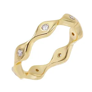 925 סטרלינג כסף אופנה לוח CZ סימולציה יהלומי עין רעה נצח טבעת זהב מצופה