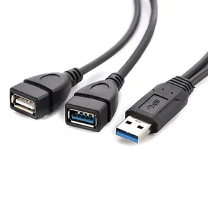 จัดส่งที่รวดเร็ว USB 3.0 ชายกับ Dual usb 2.0 หญิงสาย USB 3.0 Splitter สาย