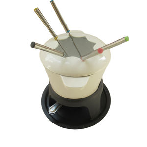 Vente en gros Bon marché de haute qualité Mini couverture ronde en forme de fleur Ensemble de <span class=keywords><strong>fondue</strong></span> au chocolat au fromage en fonte émaillée - Product Image 6