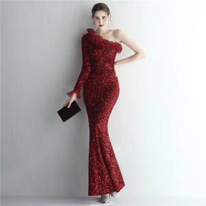 2022 Damen elegante Pailletten V-Ausschnitt Schlinge sexy <span class=keywords><strong>Prom</strong></span> Kleid Temperament sexy Fischschwanz Bankett Abendkleid - Product Image 2