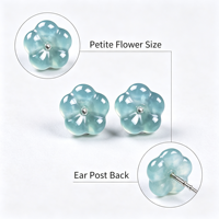 Boucles d'oreilles en jadéite bleu glacial naturel en forme de fleur de prunier, type A, en jade guatémaltèque, pour femmes, vente en gros