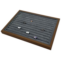 Plateau organisateur de bijoux empilable en velours suédé marron de haute qualité, personnalisable en couleur et logo, pour bagues, bracelets, colliers