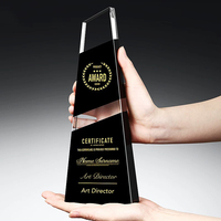 Trophée noir personnalisé de luxe Plaque en cristal de qualité supérieure Prix des employés Trophées et médailles d'appréciation d'honneur d'anniversaire