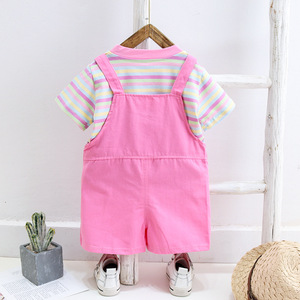 Venta al por Mayor de Conjuntos de Ropa para Niños, Estilo Nuevo, Camiseta a Rayas y Pantalones Cargo - Product Image 2