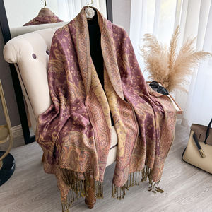 מוכן הספינה רך נשים pashmina paisley צעיף וינטג tassels ארוך צד כפול חיג 'אב סתיו נקודה ארגייל - Product Image 2