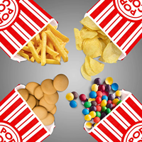 Sacs à popcorn en papier kraft rayés rouge et blanc, biodégradables, écologiques, jetables et résistants à la graisse, pour soirées cinéma