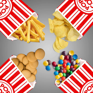 Sacs à popcorn en papier kraft rayés rouge et blanc, biodégradables, écologiques, jetables et résistants à la graisse, pour soirées cinéma - Product Image 3
