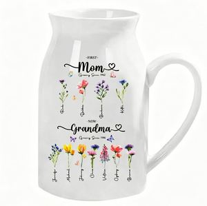 Jarrón de Cerámica Personalizado con Nombre y Flor de Nacimiento, Arreglo Floral, Decoración para el Hogar, Regalo para el Día de la Madre, Adorno - Product Image 3