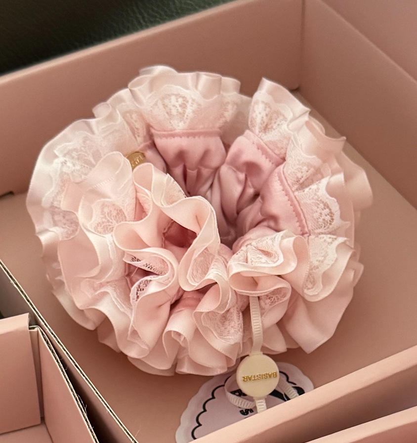 ที่รักสีชมพูลูกไม้ยุโรปสองชั้นลูกไม้นำเข้า