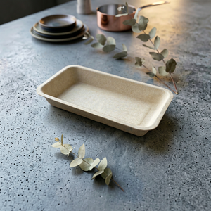 Plato Rectangular Premium de 7 Pulgadas de Bagazo de Caña de Azúcar Natural, Compostable, Ecológico y Desechable - Product Image 1