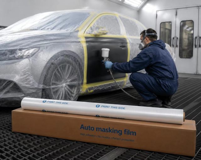 Custom Size Auto Masking Film Static Cling Protective Film HDPE 0.2mm Excellent Selectivity for Automotive Painting Collision
