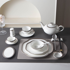 Luxury Nordic Embossed Gold Dinner Set Porcelain Bowl Dishes Plates Coffee Cup Teapot Tableware Sets - Product Image 4