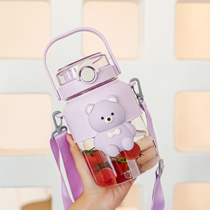 Gobelets en plastique pour enfants, grande capacité, mignons et attrayants, avec paille, tasse à eau ventrue - Product Image 6