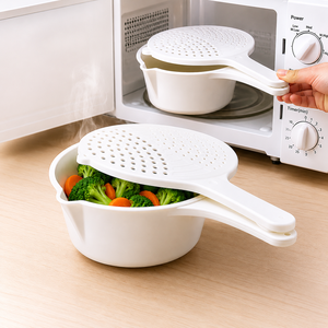 Hardware Tools Multifunctional Microwave Strainer Bowl With Microwave <b>Colander</b> Container Steam and Drain Bowl for Pasta Cooking - Product Image 4