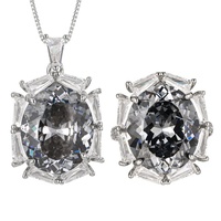 Ensemble de bijoux minimalistes écologiques en cuivre, collier et boucles d'oreilles tendance avec zircon noir et gris en forme de nid d'oiseau 15*18mm