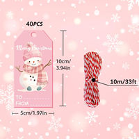 Etiquetas de Regalo Navideñas al por Mayor, Lindas Etiquetas de Papel con Diseño de Papá Noel y Muñeco de Nieve, Etiquetas Colgantes con Nombre Escrito a Mano en Color Rosa para Frascos de Dulces y Bolsas de Regalo