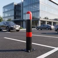 Poteau de signalisation routière en métal avec bande réfléchissante, borne de sécurité fixe anti-collision pour garage, allée, bord de route, stationnement