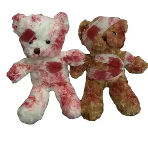 Halloween Teddy Bear Plush Toys Gothic Spooky Bloody Stuffed Animal Injured Teddy Bear Plush Toys For Halloween