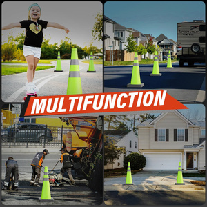 CITICITY 28 Inch Collapsible Traffic Cones with Black Weighted Base,Green Pop-up Cones with Reflective Collars for Road Safety - Product Image 5