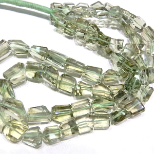 Vente en gros de perles de pierres précieuses naturelles d'améthyste verte de 17 pouces, pépites facettées de 12-15 mm, perles de pierre verte - Product Image 1