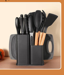 Ustensiles de cuisine en silicone blanc de qualité alimentaire en gros : spatule, cuillère, outil de cuisson pratique avec manche en bois - Product Image 2