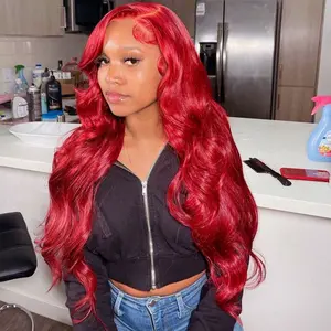 Brazilian Hair Colored body wave and straight lace wig Raw Virgin human virgin hair Transparent lace wig wholesale