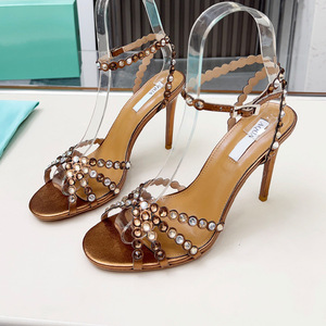Heeled <b>Sandals</b> Fashion Rhinestone Bow High-heeled <b>Sandals</b> for Women in Foreign Trade High Slim Heels Floral Roman <b>Sandals</b> - Product Image 3