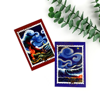 Tarjetas de Agradecimiento con Impresión de Logotipo Personalizado de Alta Calidad, Estampado en Caliente, Pintura al Óleo, Tarjeta de Felicitación con Sobres Naranjas