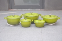 Vente directe d'usine - Ensemble de casseroles en fonte émaillée à parois épaisses - 5 pièces