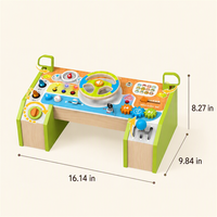 Table d'activités en bois en gros avec volant, planche d'activités Montessori, jouet sensoriel pour l'apprentissage de la motricité fine et le jeu d'imitation OEM ODM