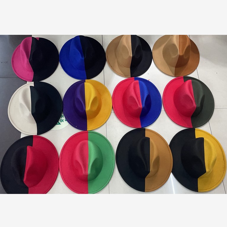 X20320 Женская модная двухцветная Федора черная и красная шерстяная фетровая Федора 58 см унисекс джазовые шляпы для мужчин и женщин двухцветная верхняя шляпа