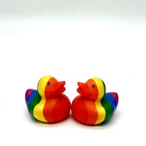 Hot Sale Pvc Mini Rainbow Soft Floating <b>Bath</b> Sound Duck Toy Custom Wholesale Rubber Ducks Bulk - Product Image 3