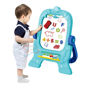 Lavagna Pieghevole Cancellabile per Bambini, Cavalletto da Disegno Fai-da-Te, Giocattolo Educativo per Scrittura e Disegno - Product Image 3