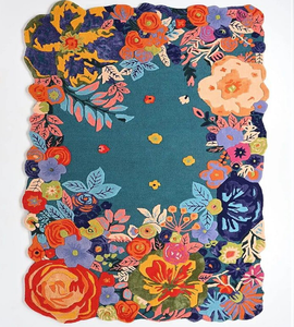 Modern Araceli Cassia Jardin Floral <b>Teal</b> Multicolored 100% Wool Hand-Tufted Area <b>Rug</b> Handmade Carpet for Living Room Kids Room - Product Image 5